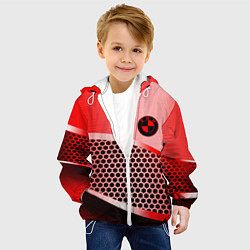 Куртка с капюшоном детская BMW carbon texture, цвет: 3D-белый — фото 2