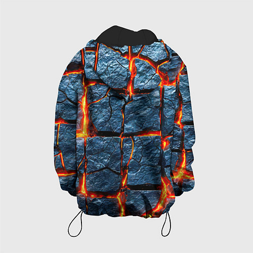 Детская куртка Каменный разлом с лавой, паттерн / 3D-Черный – фото 2