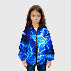Куртка с капюшоном детская Огненный синий цветок, цвет: 3D-черный — фото 2