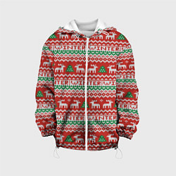 Куртка с капюшоном детская Deer christmas pattern, цвет: 3D-белый