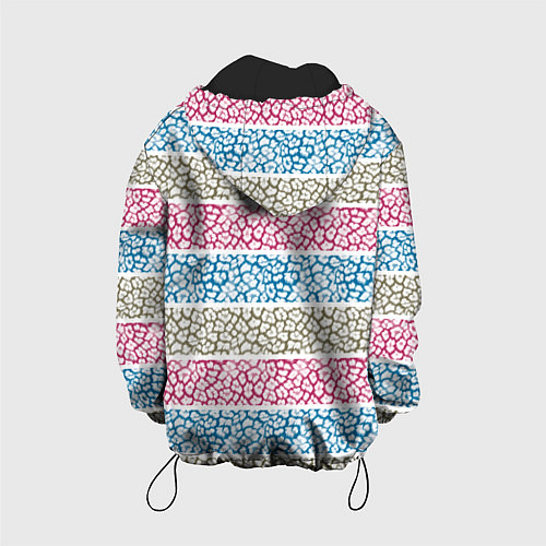 Детская куртка Горизонтальные разноцветные полосы с тигровым узор / 3D-Черный – фото 2