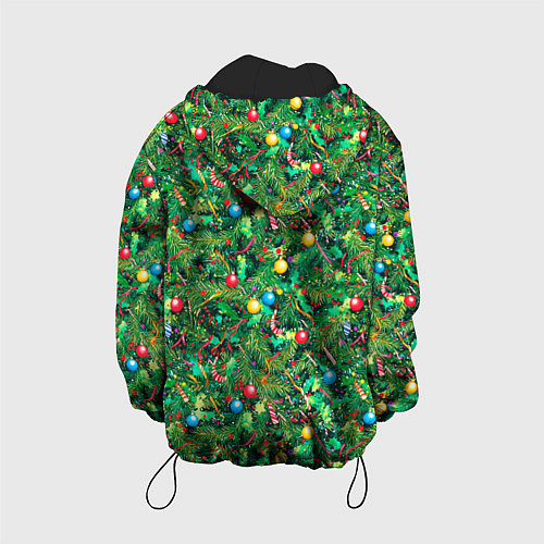 Детская куртка Разноцветные шары на ёлке / 3D-Черный – фото 2