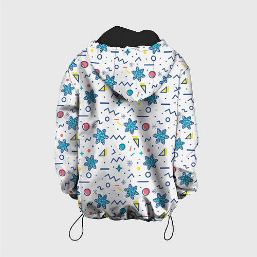 Детская куртка Зимний паттерн со снежинками и геометрическими фиг / 3D-Черный – фото 2