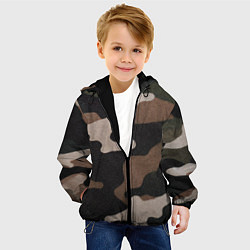 Куртка с капюшоном детская Армейский камуфляж, цвет: 3D-черный — фото 2