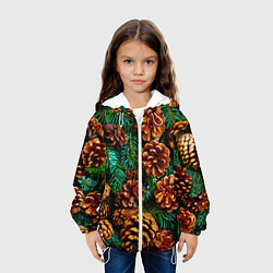 Куртка с капюшоном детская Елочные ветки с шишками, цвет: 3D-белый — фото 2