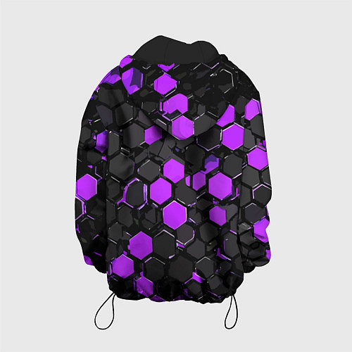 Детская куртка Фиолетово-серые шестиугольники на чёрном фоне / 3D-Черный – фото 2