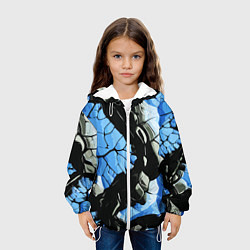 Куртка с капюшоном детская Чёрные линии на чёрно-синем фоне, цвет: 3D-белый — фото 2