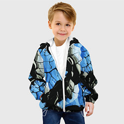 Куртка с капюшоном детская Чёрные линии на чёрно-синем фоне, цвет: 3D-белый — фото 2