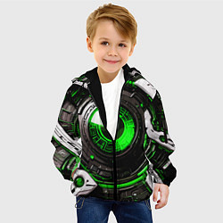 Куртка с капюшоном детская Зелёная сфера киберпанк, цвет: 3D-черный — фото 2