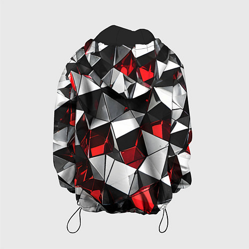 Детская куртка Красно-белые рельефные треугольники на чёрном фоне / 3D-Черный – фото 2