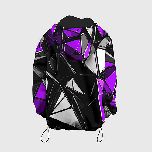 Детская куртка Фиолетово-белые рельефные треугольники на чёрном ф / 3D-Черный – фото 2