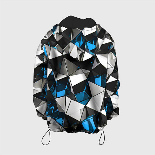Детская куртка Сине-белые рельефные треугольники на чёрном фоне / 3D-Черный – фото 2