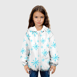 Куртка с капюшоном детская Зимний узор из снежинок, цвет: 3D-белый — фото 2