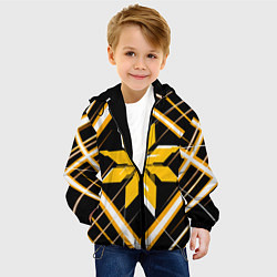 Куртка с капюшоном детская Жёлто-белая звезда и полосы на чёрном фоне, цвет: 3D-черный — фото 2