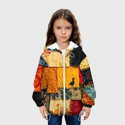 Куртка с капюшоном детская Пэчворк с птичкой, цвет: 3D-белый — фото 2