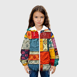 Куртка с капюшоном детская Пэчворк из ярких тканей, цвет: 3D-белый — фото 2