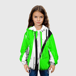 Куртка с капюшоном детская Black and white vertical stripes on a green backgr, цвет: 3D-белый — фото 2