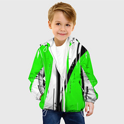 Куртка с капюшоном детская Black and white vertical stripes on a green backgr, цвет: 3D-белый — фото 2