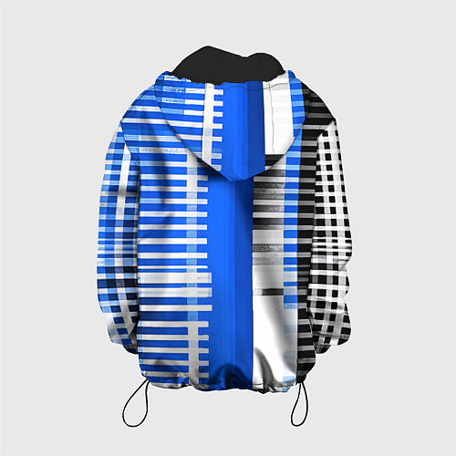 Детская куртка White stripes on a black and blue background / 3D-Черный – фото 2