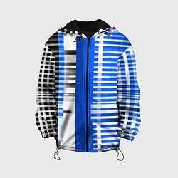 Детская куртка White stripes on a black and blue background