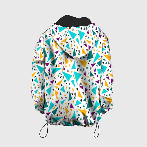 Детская куртка Бирюзовые желтые треугольники на белом / 3D-Черный – фото 2