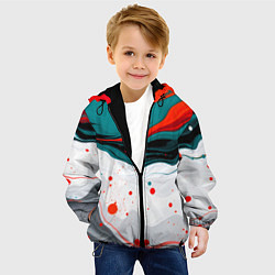 Куртка с капюшоном детская Эбру красочная абстракция, цвет: 3D-черный — фото 2