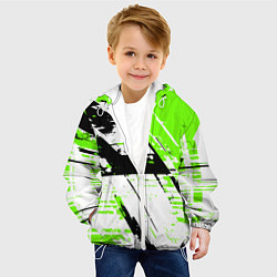 Куртка с капюшоном детская Diagonal black and green stripes on a white backgr, цвет: 3D-белый — фото 2