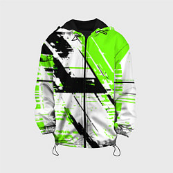 Куртка с капюшоном детская Diagonal black and green stripes on a white backgr, цвет: 3D-черный