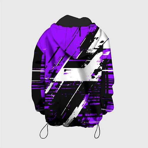 Детская куртка Diagonal black and white stripes on a purple backg / 3D-Черный – фото 2