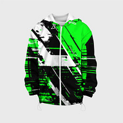 Куртка с капюшоном детская Diagonal black and white stripes on a green backgr, цвет: 3D-белый