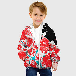 Куртка с капюшоном детская Сине красная абстракция на чёрном фоне, цвет: 3D-белый — фото 2