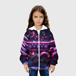Куртка с капюшоном детская Новый год в фиолетовом свете, цвет: 3D-белый — фото 2