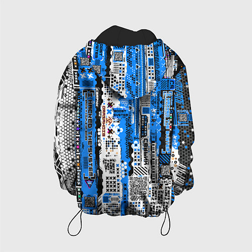Детская куртка Киберпанк паттерн синий / 3D-Черный – фото 2