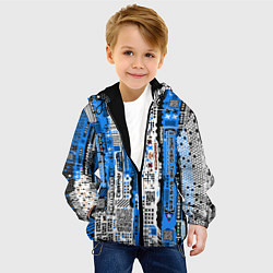 Куртка с капюшоном детская Киберпанк паттерн синий, цвет: 3D-черный — фото 2