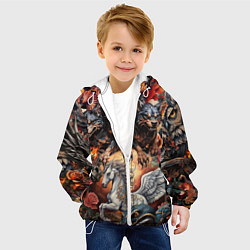Куртка с капюшоном детская Мифические существа в стиле татуировки Ирезуми, цвет: 3D-белый — фото 2