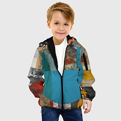 Куртка с капюшоном детская Абстрактный ретро коллаж, цвет: 3D-черный — фото 2