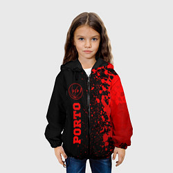 Куртка с капюшоном детская Porto - red gradient по-вертикали, цвет: 3D-черный — фото 2