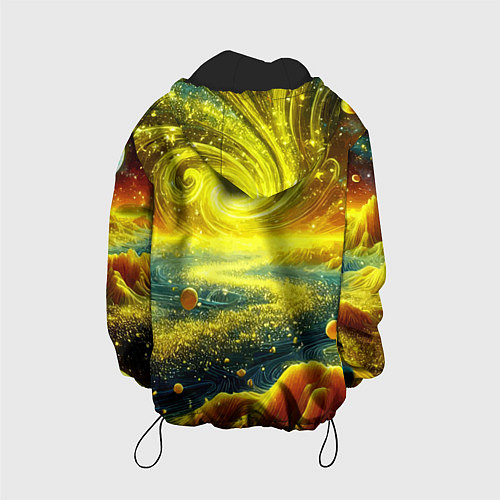 Детская куртка Neon galaxy - ai art fantasy / 3D-Черный – фото 2