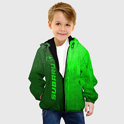 Куртка с капюшоном детская Subaru - green gradient по-вертикали, цвет: 3D-черный — фото 2