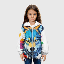 Куртка с капюшоном детская Волк яркий арт, цвет: 3D-белый — фото 2