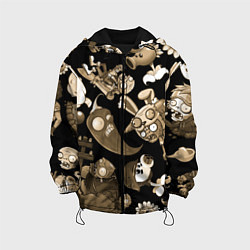 Куртка с капюшоном детская Растения против зомби в бежевом цвете, цвет: 3D-черный