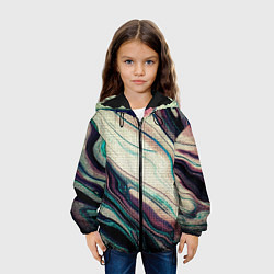 Куртка с капюшоном детская Абстракция тёмные краски с текстурой, цвет: 3D-черный — фото 2
