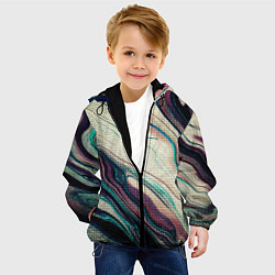 Куртка с капюшоном детская Абстракция тёмные краски с текстурой, цвет: 3D-черный — фото 2