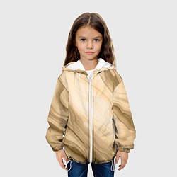 Куртка с капюшоном детская Светлый коричневый текстура камень мрамор, цвет: 3D-белый — фото 2