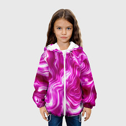 Куртка с капюшоном детская Завихрения - оттенки розового и белого, цвет: 3D-белый — фото 2