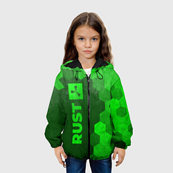 Куртка с капюшоном детская Rust - green gradient по-вертикали, цвет: 3D-черный — фото 2