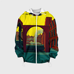 Куртка с капюшоном детская Арт с поездом, цвет: 3D-белый