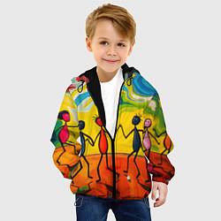 Куртка с капюшоном детская Дружба человечков, цвет: 3D-черный — фото 2