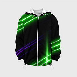 Куртка с капюшоном детская Green pink purple line, цвет: 3D-белый