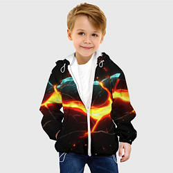 Куртка с капюшоном детская Лава в черной текстуре, цвет: 3D-белый — фото 2